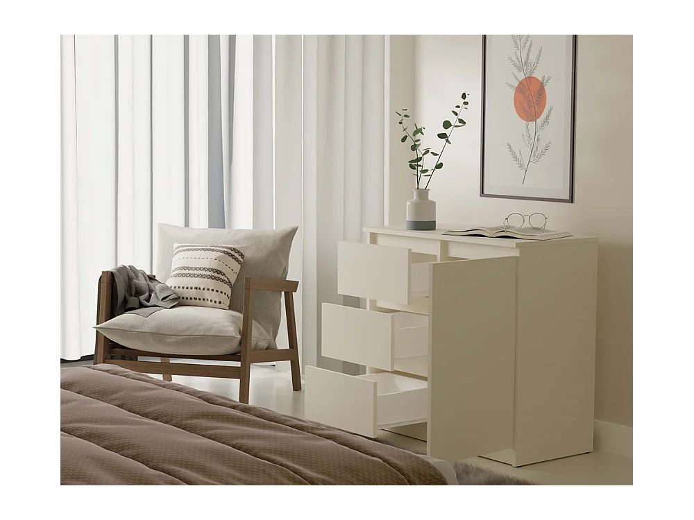 DUNJA - Cómoda 1 puerta 3 cajones para salón o dormitorio, color beige