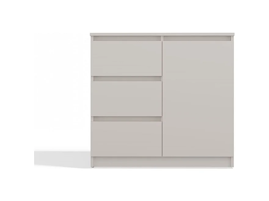 DUNJA - Cómoda 1 puerta 3 cajones para salón o dormitorio, color beige