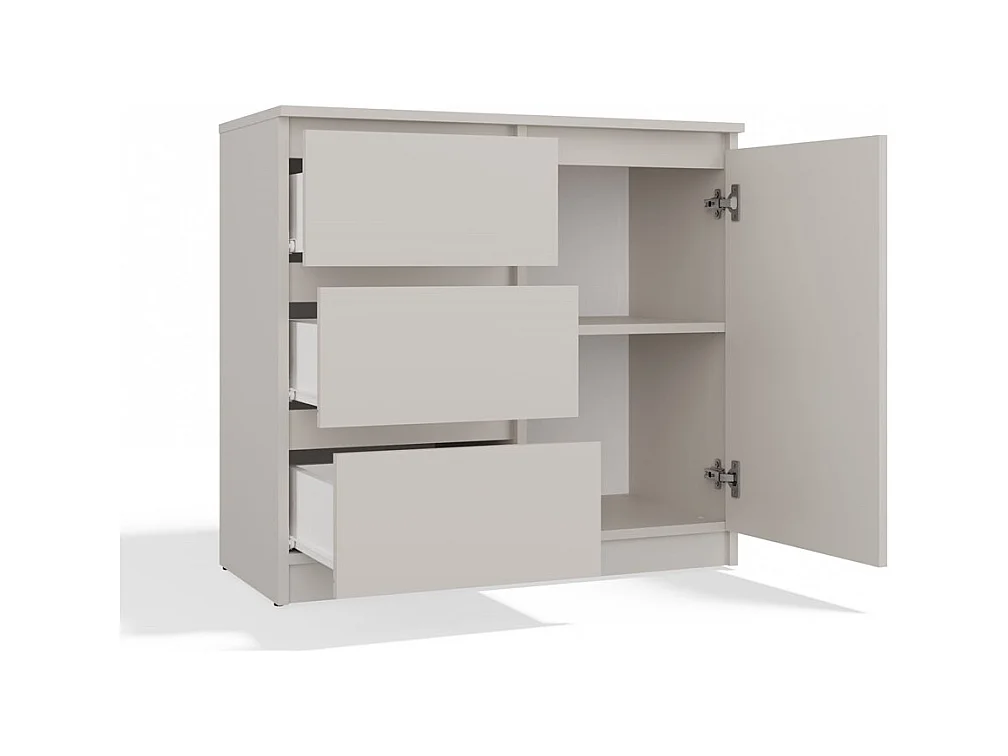 DUNJA - Cómoda 1 puerta 3 cajones para salón o dormitorio, color beige