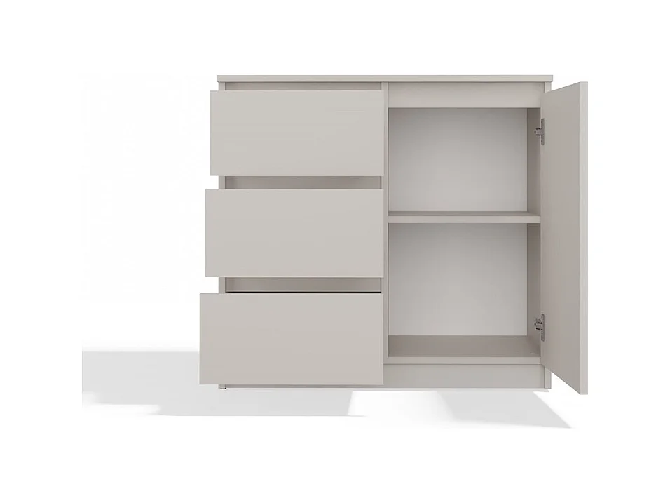 DUNJA - Cómoda 1 puerta 3 cajones para salón o dormitorio, color beige