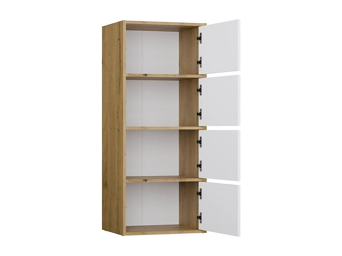 ALMA - Commode  - 4 portes pour chambre à coucher - 50x119x40 cm - Chêne Artisan / Blanc