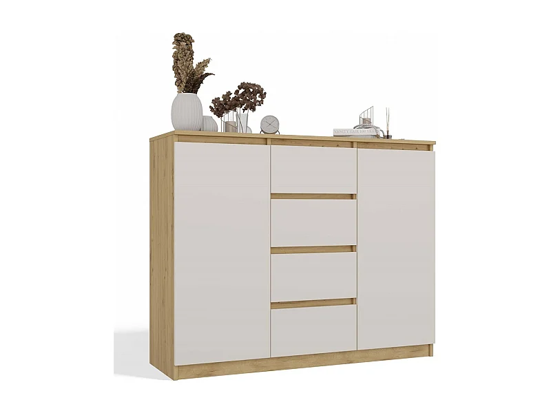 Komoda Malwa 2D4S | Dąb Artisan/ Kaszmir | 120x40x97 cm | 2 Drzwi, 4 Szuflady