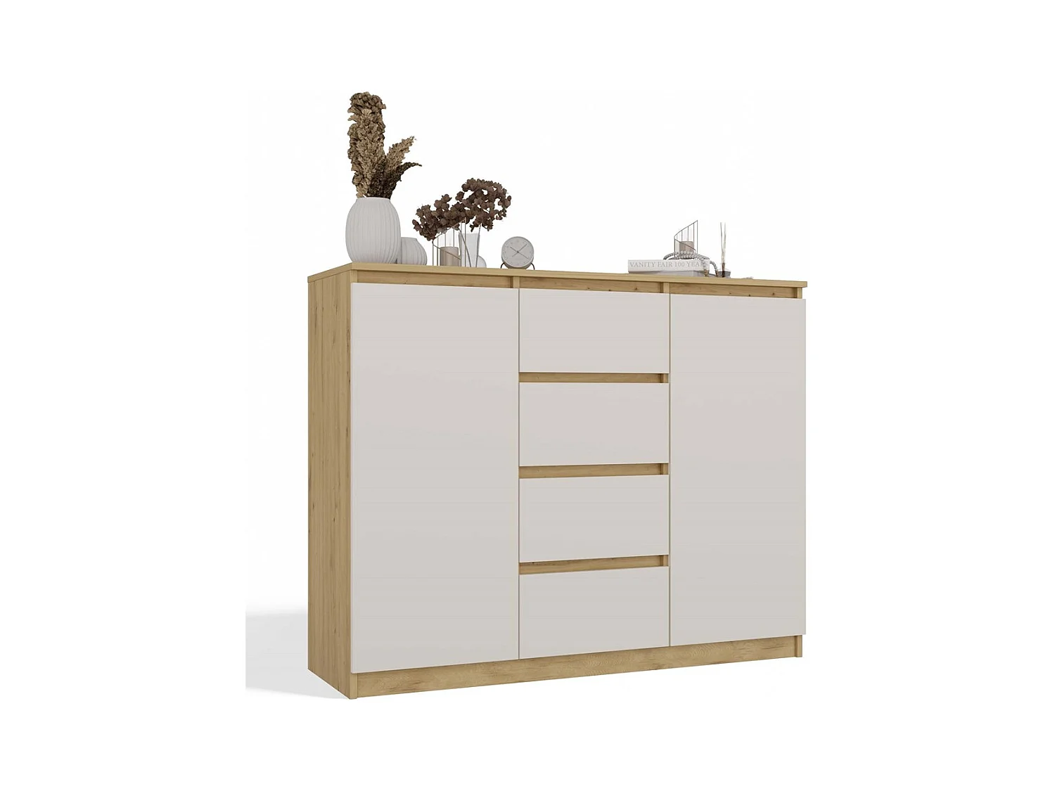 Komoda Malwa 2D4S | Dąb Artisan/ Kaszmir | 120x40x97 cm | 2 Drzwi, 4 Szuflady