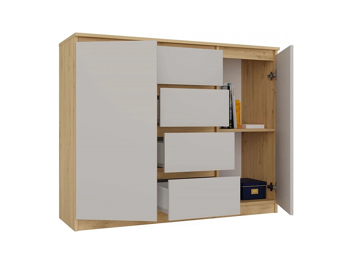 Komoda Malwa 2D4S | Dąb Artisan/ Kaszmir | 120x40x97 cm | 2 Drzwi, 4 Szuflady