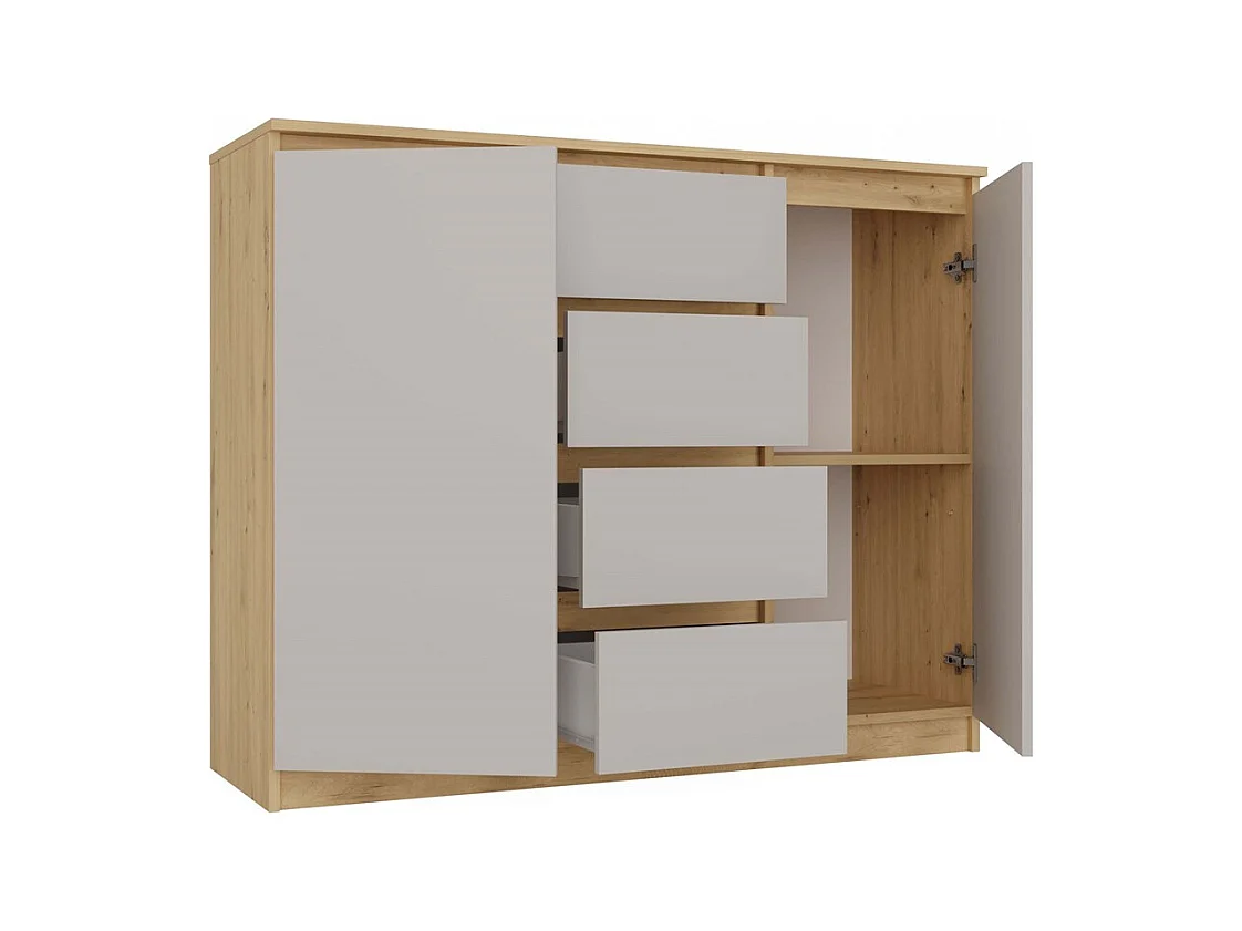 Komoda Malwa 2D4S | Dąb Artisan/ Kaszmir | 120x40x97 cm | 2 Drzwi, 4 Szuflady