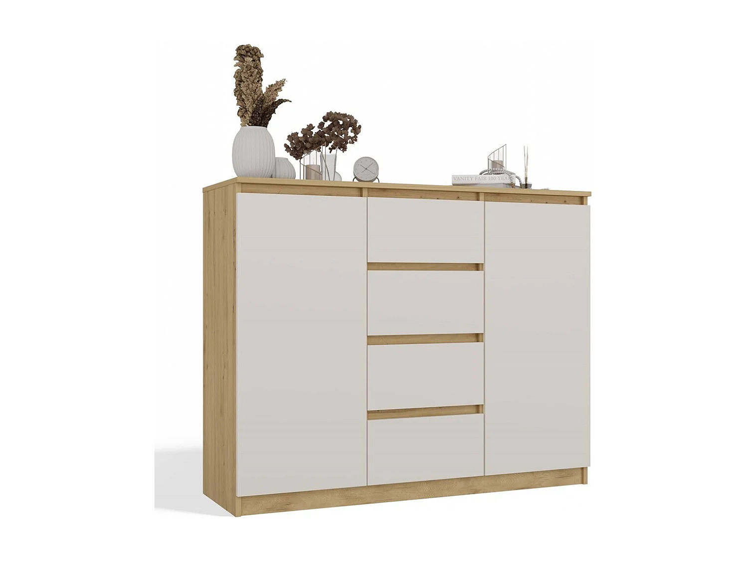 Komoda Malwa 2D4S | Dąb Artisan/ Kaszmir | 120x40x97 cm | 2 Drzwi, 4 Szuflady