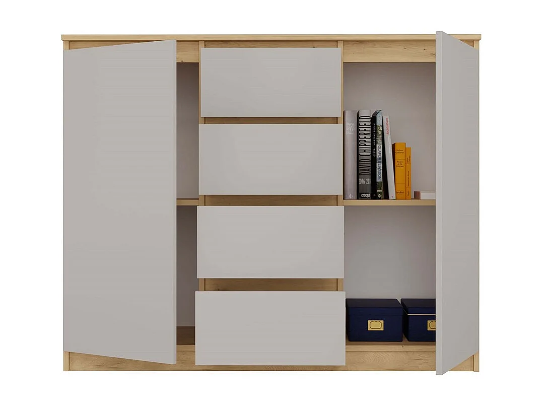 Komoda Malwa 2D4S | Dąb Artisan/ Kaszmir | 120x40x97 cm | 2 Drzwi, 4 Szuflady
