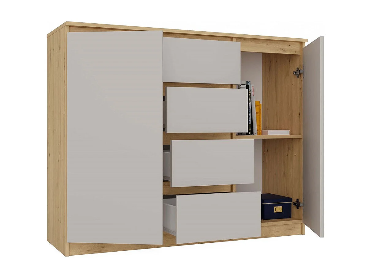 Komoda Malwa 2D4S | Dąb Artisan/ Kaszmir | 120x40x97 cm | 2 Drzwi, 4 Szuflady