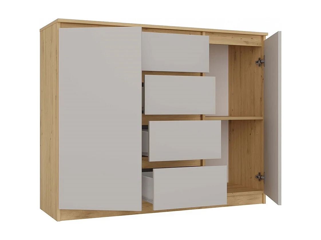 Komoda Malwa 2D4S | Dąb Artisan/ Kaszmir | 120x40x97 cm | 2 Drzwi, 4 Szuflady