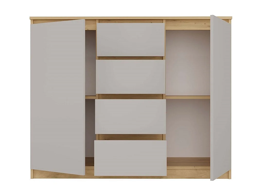 Komoda Malwa 2D4S | Dąb Artisan/ Kaszmir | 120x40x97 cm | 2 Drzwi, 4 Szuflady