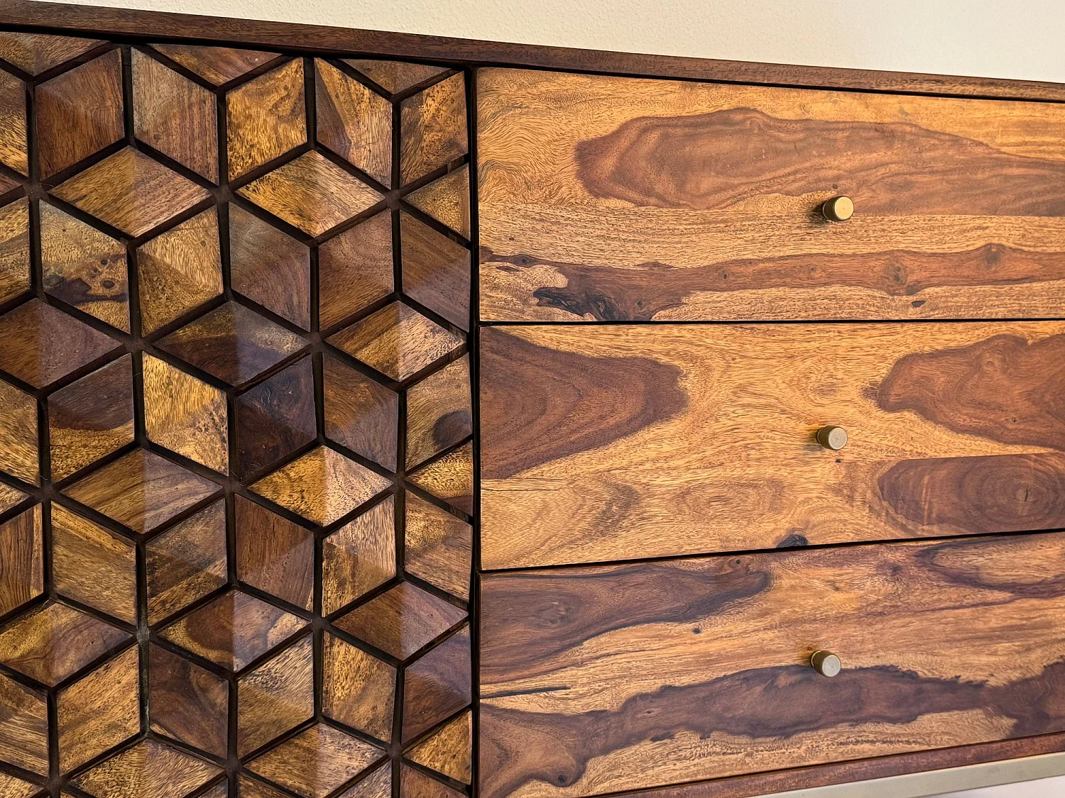 Buffet  en bois massif de Sesham 180 cm, commode, portes et tiroirs