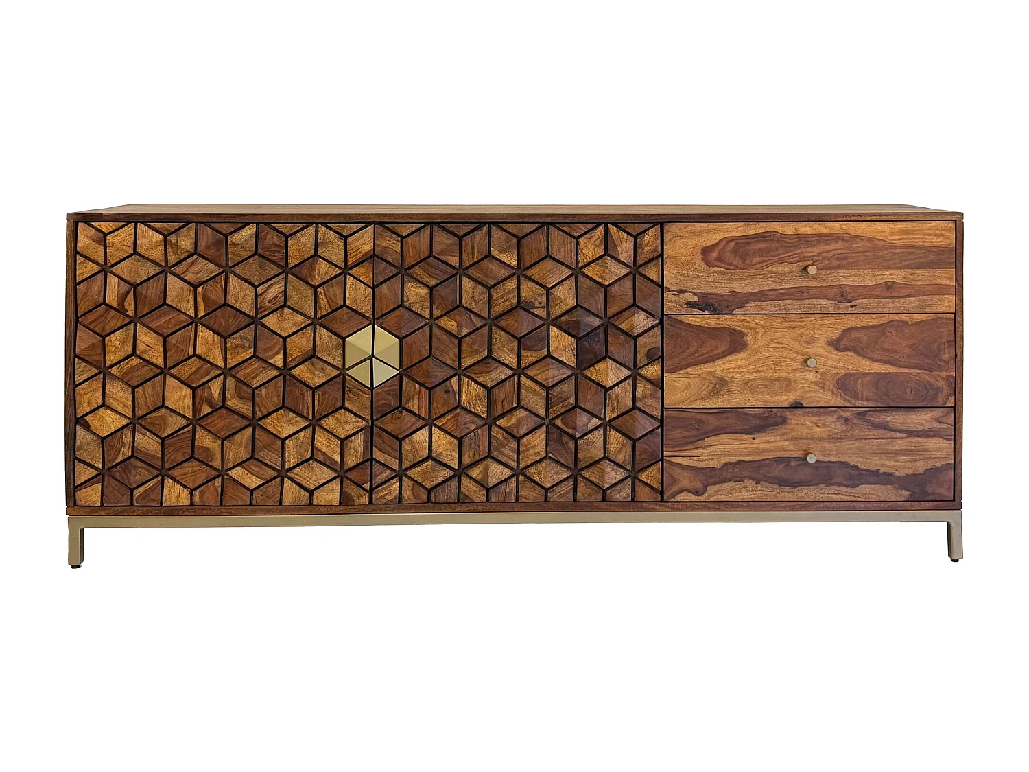 Buffet  en bois massif de Sesham 180 cm, commode, portes et tiroirs