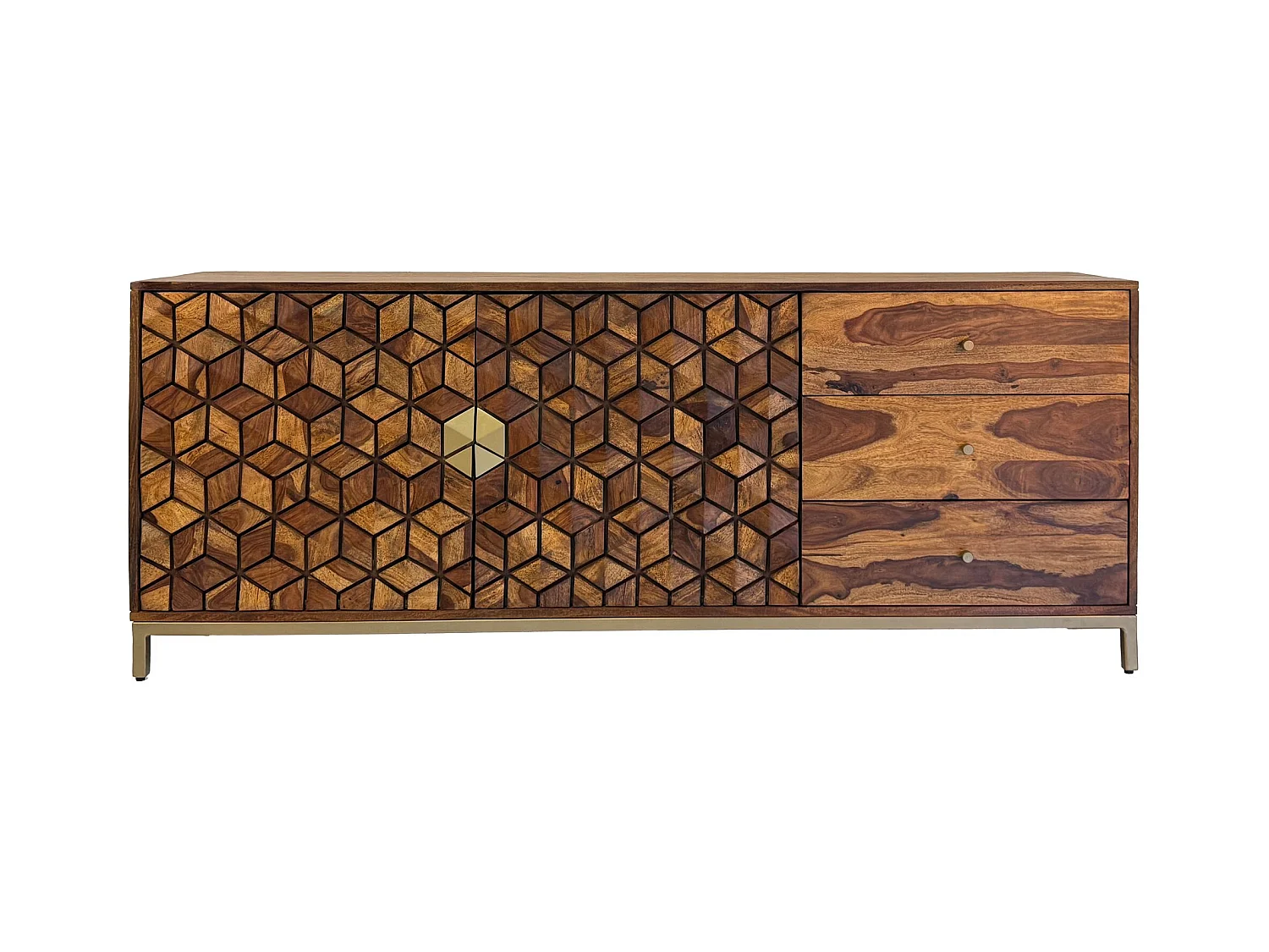 Buffet  en bois massif de Sesham 180 cm, commode, portes et tiroirs