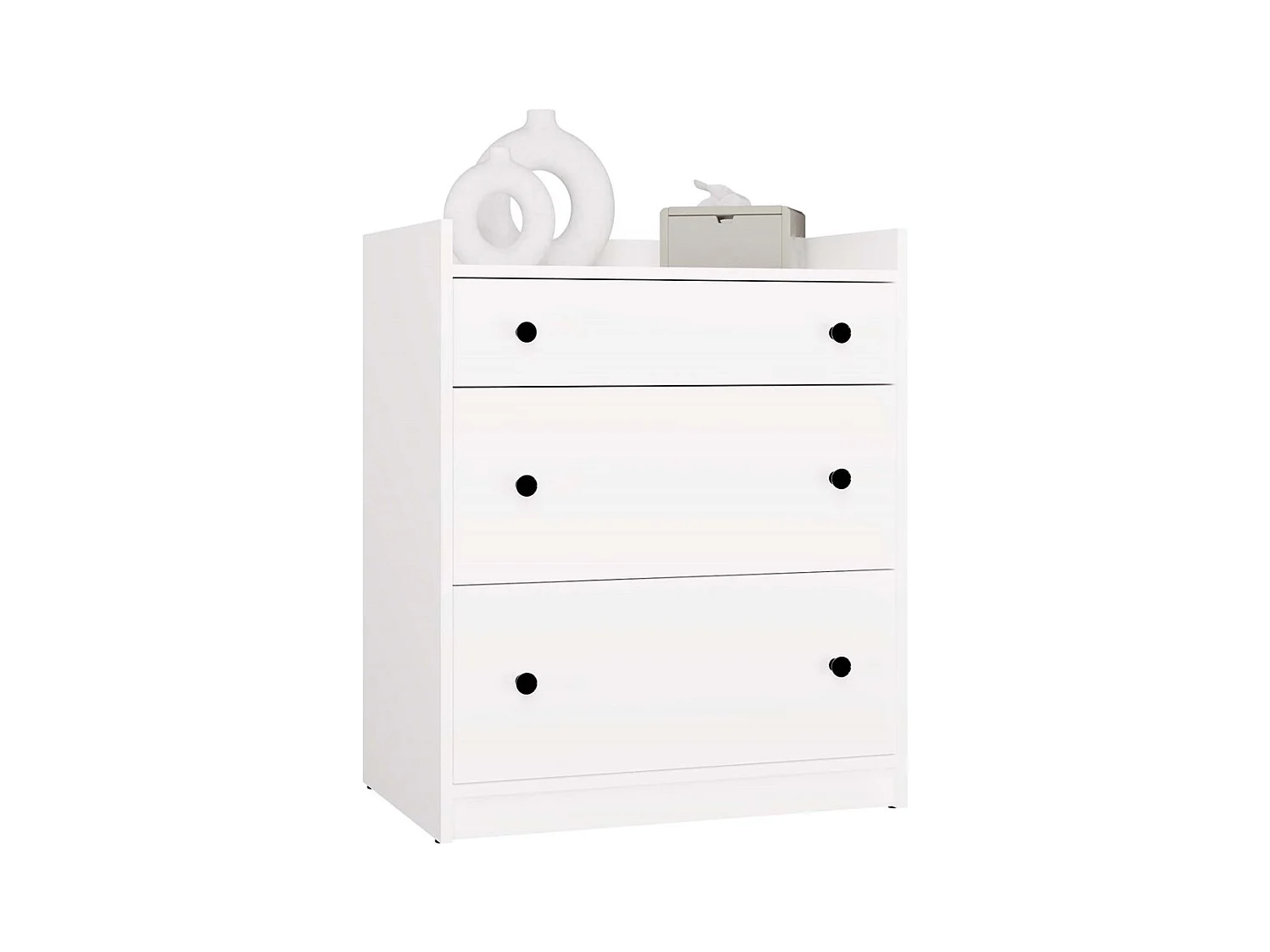 HOUSTON - Commode - armoire 3 tiroirs pour salon, entrée ou chambre d’enfant, blanche