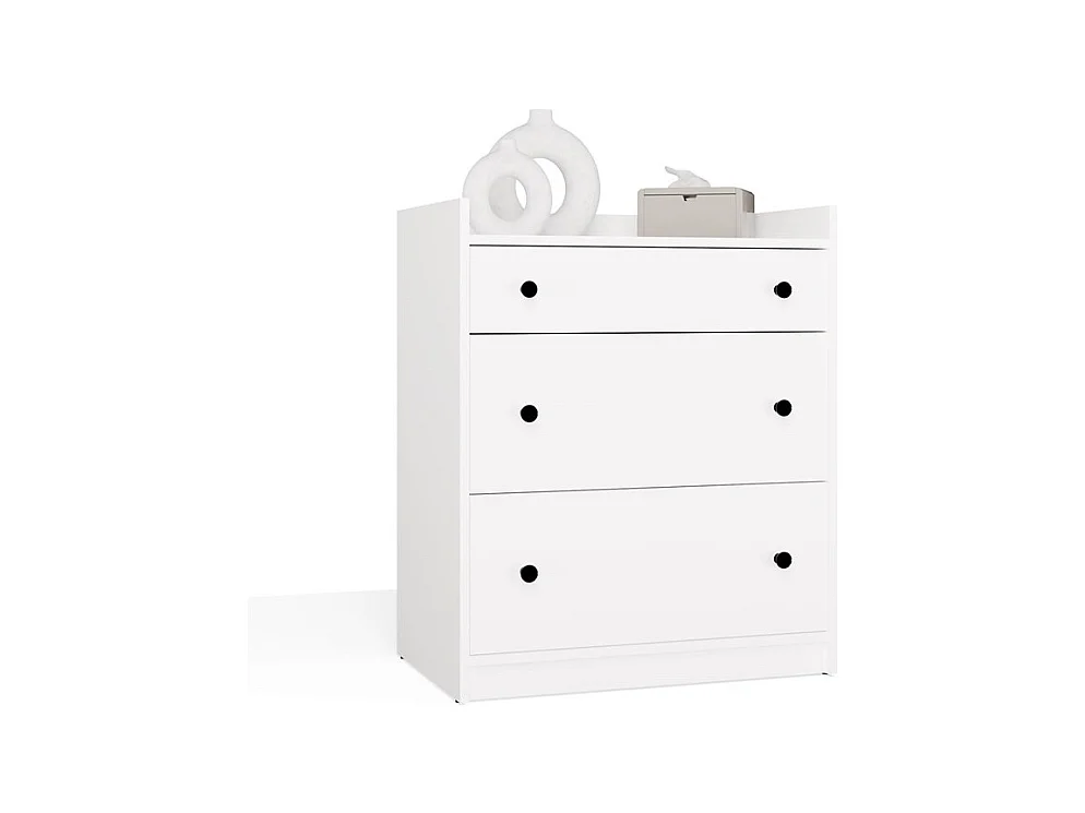 HOUSTON - Commode - armoire 3 tiroirs pour salon, entrée ou chambre d’enfant, blanche