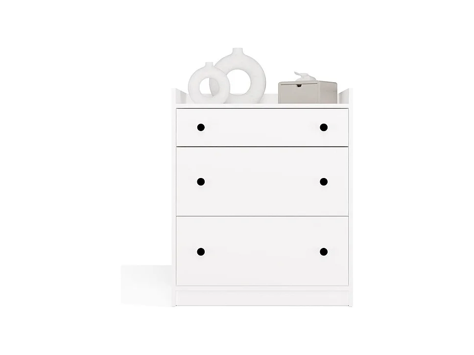 HOUSTON - Commode - armoire 3 tiroirs pour salon, entrée ou chambre d’enfant, blanche