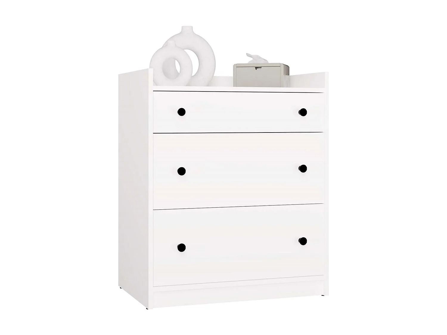 HOUSTON - Cassettiera - 3 cassetti per soggiorno, ingresso o camera bambini, colore bianco