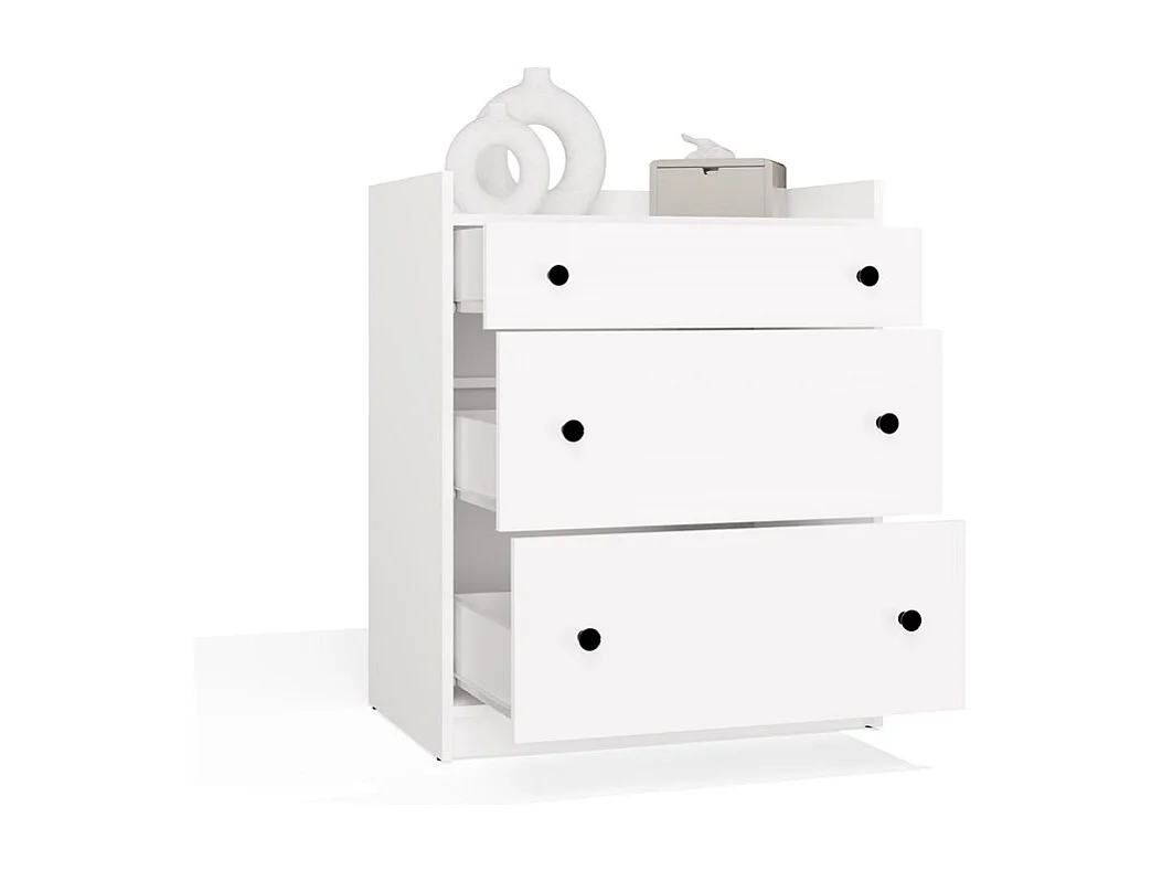 HOUSTON - Cassettiera - 3 cassetti per soggiorno, ingresso o camera bambini, colore bianco