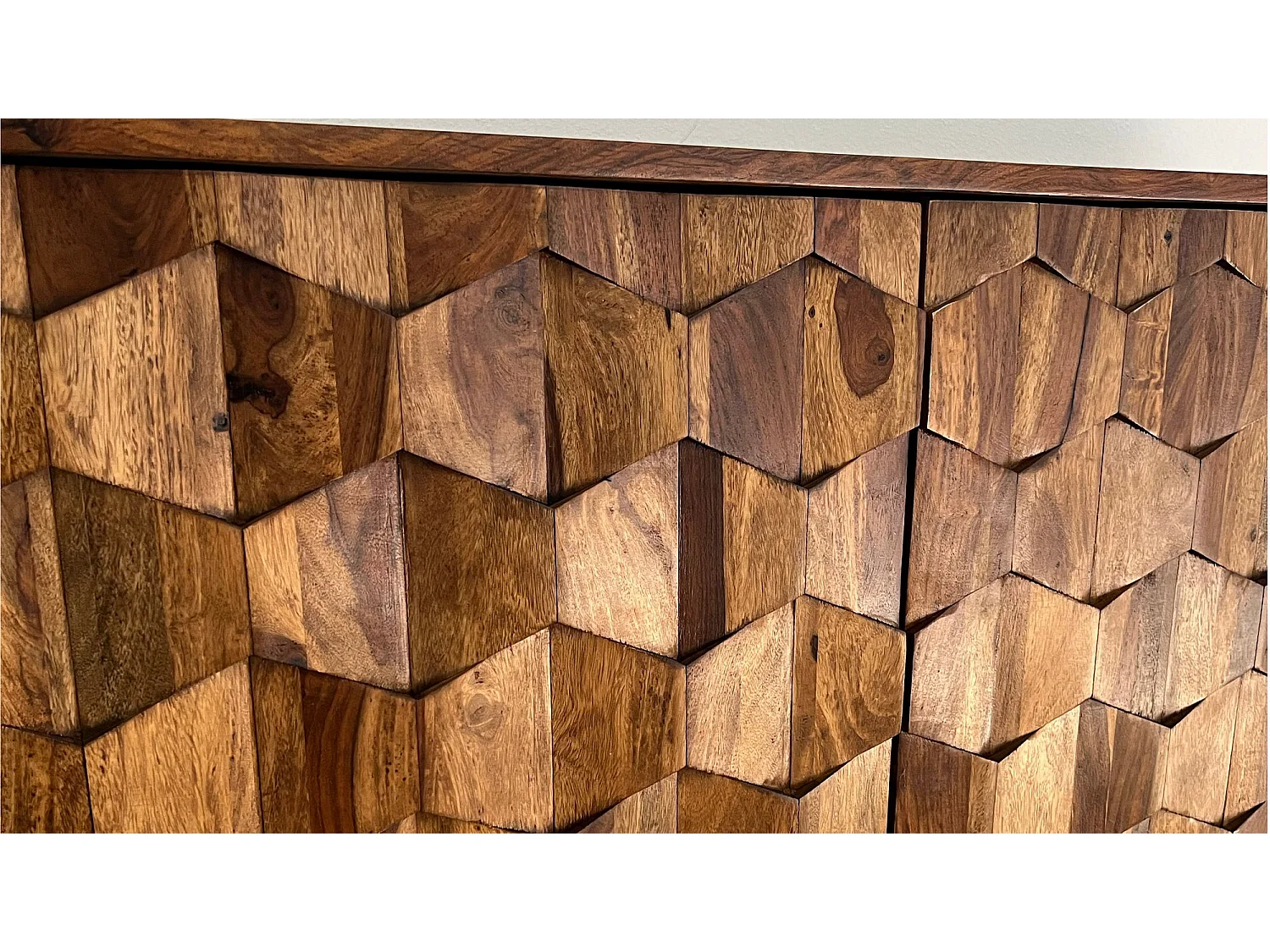 Buffet Bois Massif Sheesham 175 cm style industriel portes et tiroirs