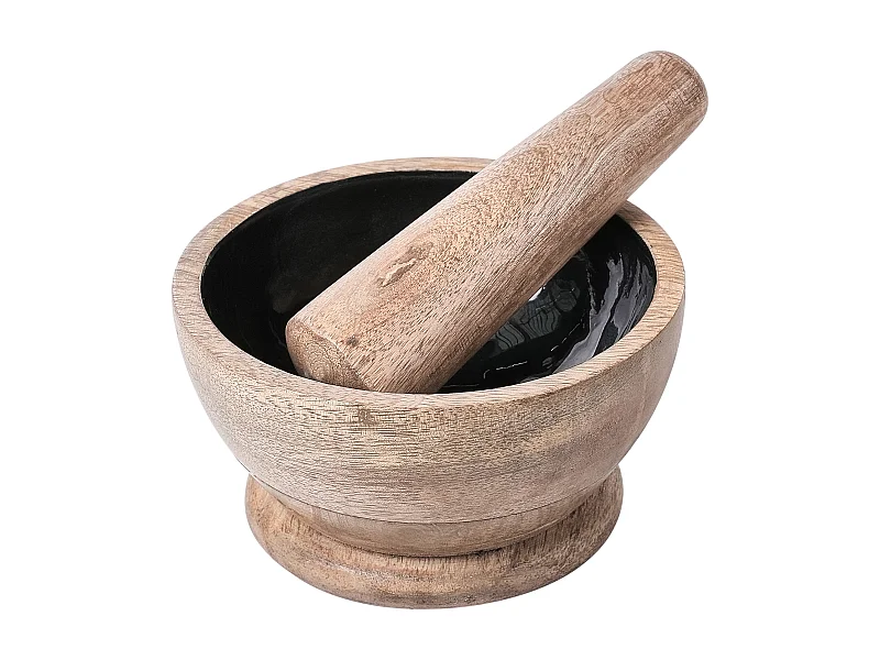 Mortier et pilon QENA Bois de manguier Marron/noir