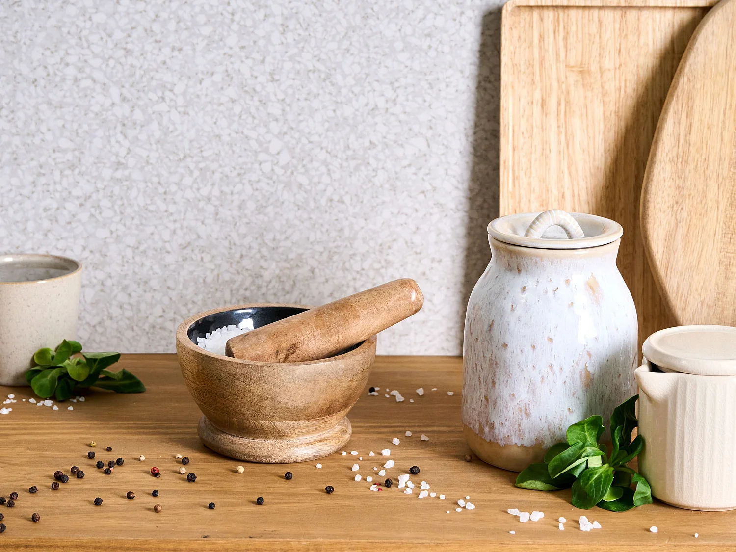 Mortier et pilon QENA Bois de manguier Marron/noir