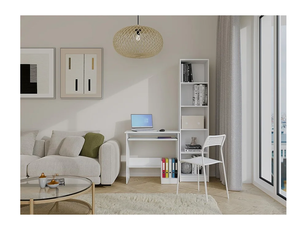 ROSA - Bureau avec tablette pour clavier – Blanc mat