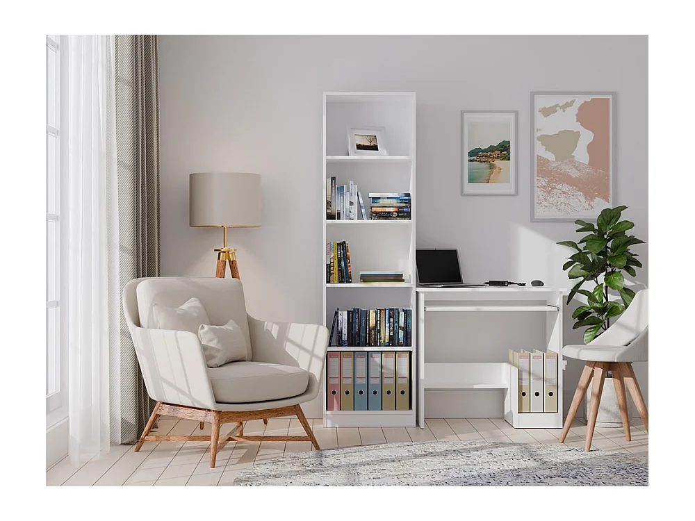 ROSA - Bureau avec tablette pour clavier – Blanc mat