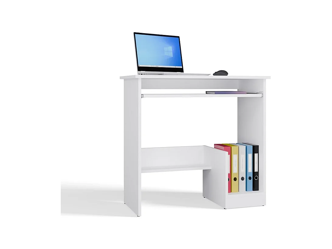 ROSA - Bureau avec tablette pour clavier – Blanc mat