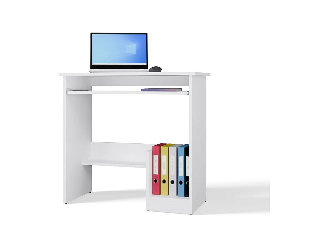 ROSA - Bureau avec tablette pour clavier – Blanc mat