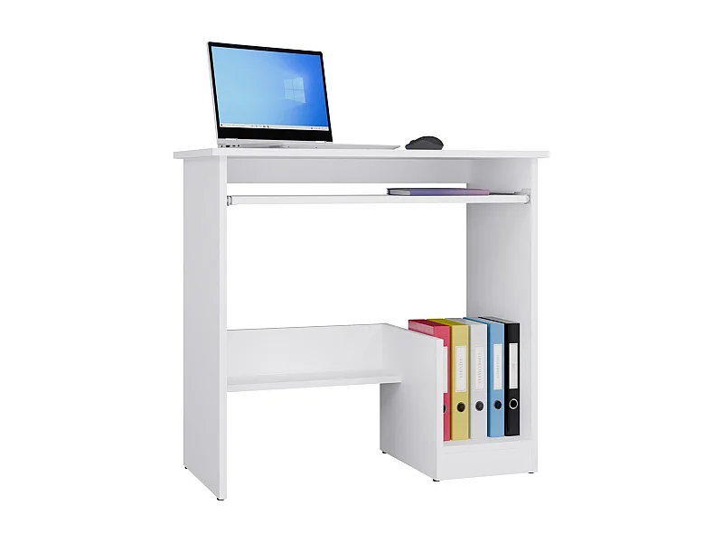 ROSA - Escritorio con repisa para teclado blanco mate