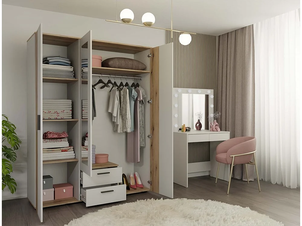 Szafa AVA 150 | Kaszmir | 150x55x200 | Szafa Lustro 2 Szuflady