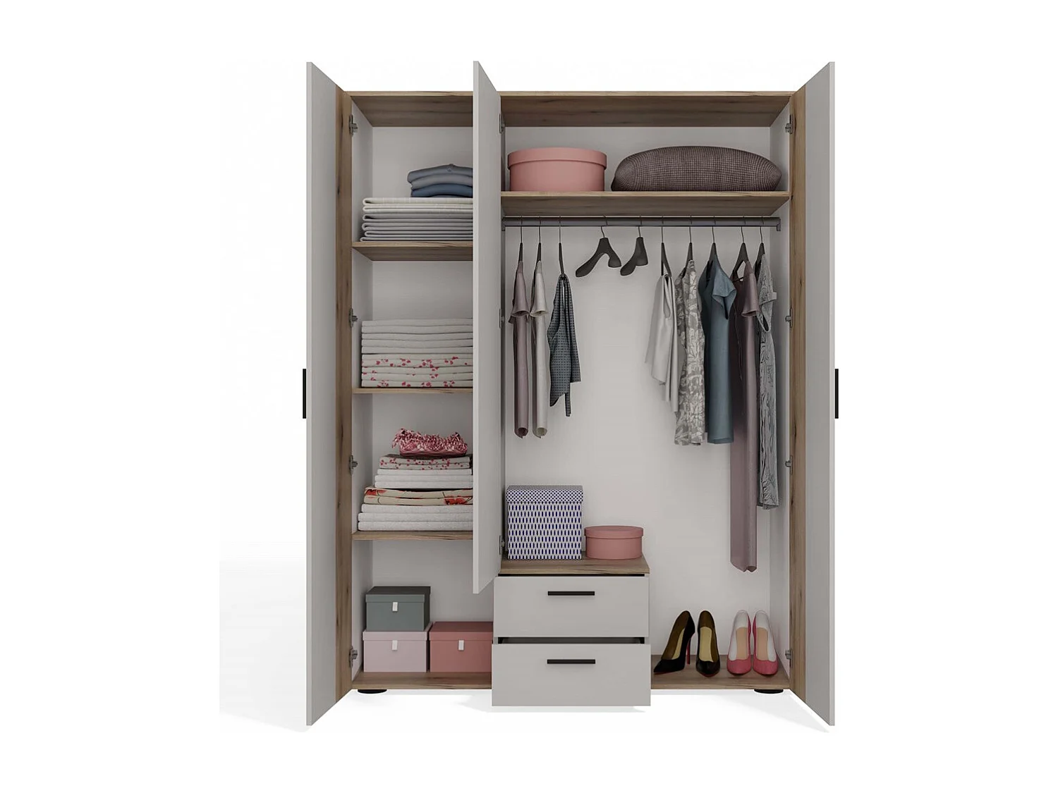 Szafa AVA 150 | Kaszmir | 150x55x200 | Szafa Lustro 2 Szuflady