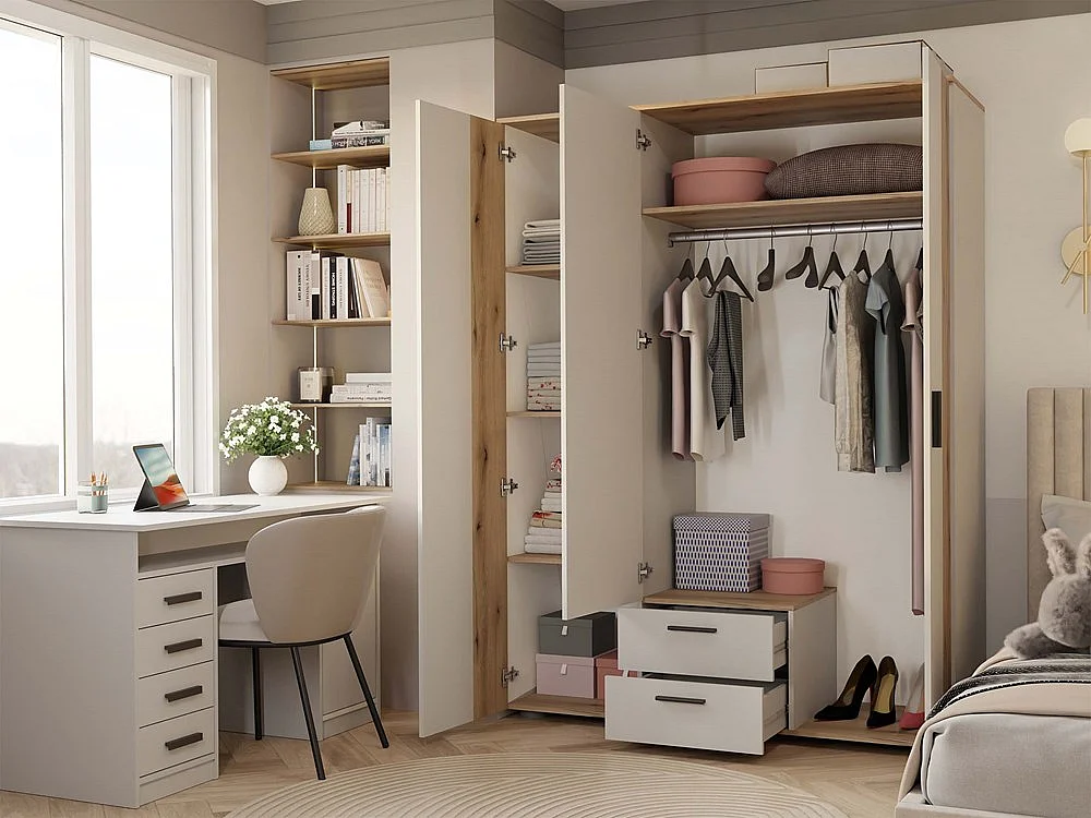 Szafa AVA 150 | Kaszmir | 150x55x200 | Szafa Lustro 2 Szuflady