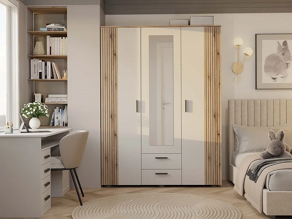 Szafa AVA 150 | Kaszmir | 150x55x200 | Szafa Lustro 2 Szuflady