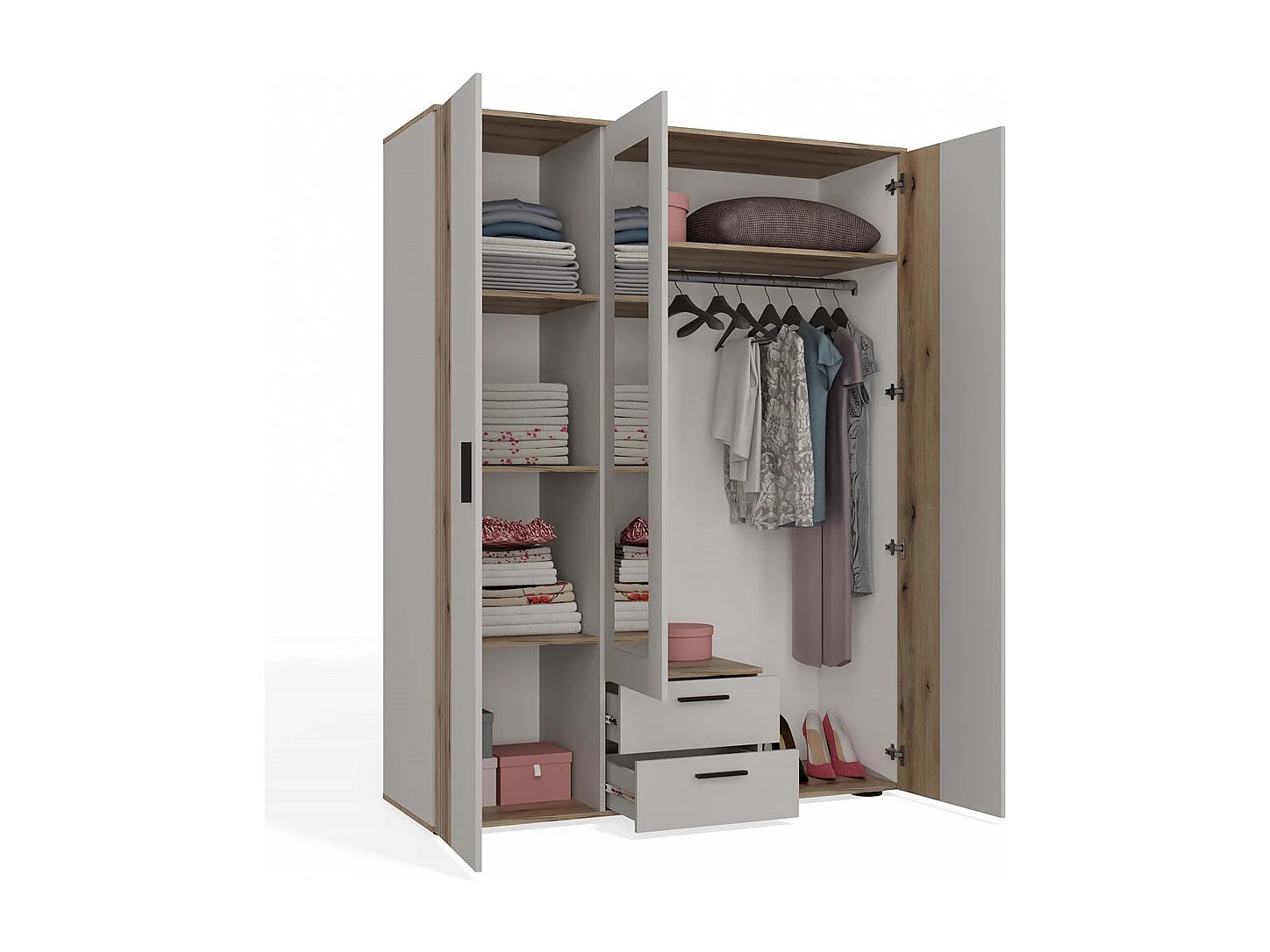 Szafa AVA 150 | Kaszmir | 150x55x200 | Szafa Lustro 2 Szuflady