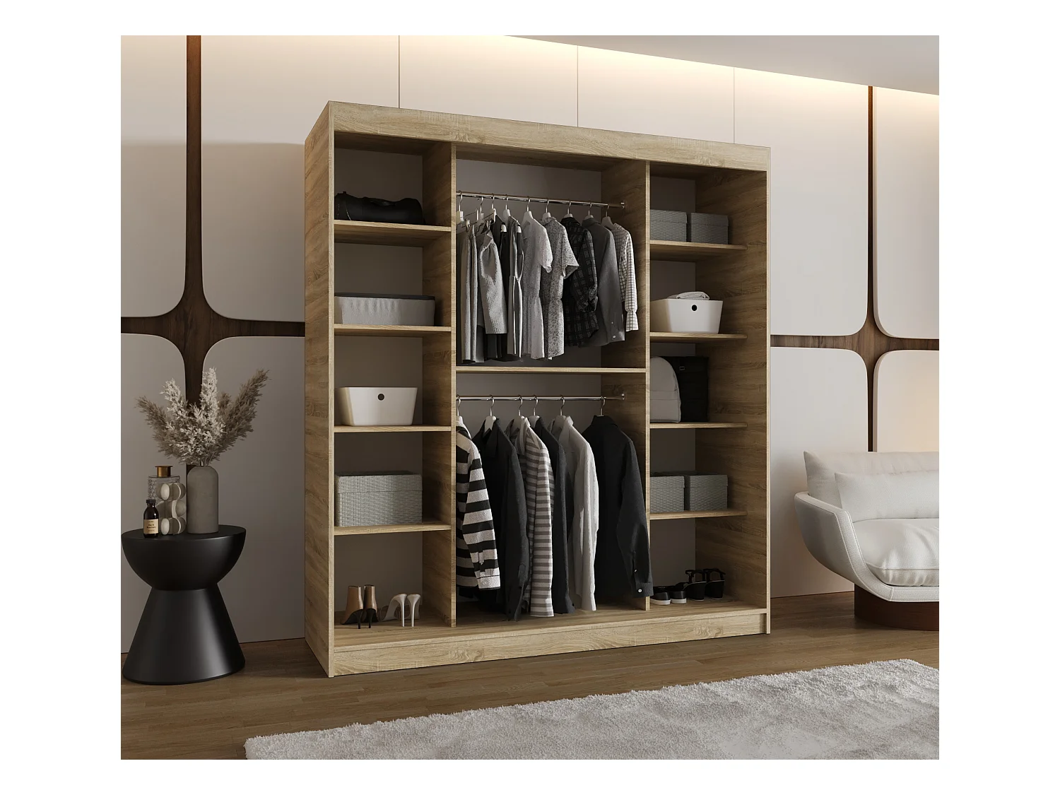 SCHWEBETÜRENSCHRANK MILO 200/180/62 2-Türig (Sonoma)