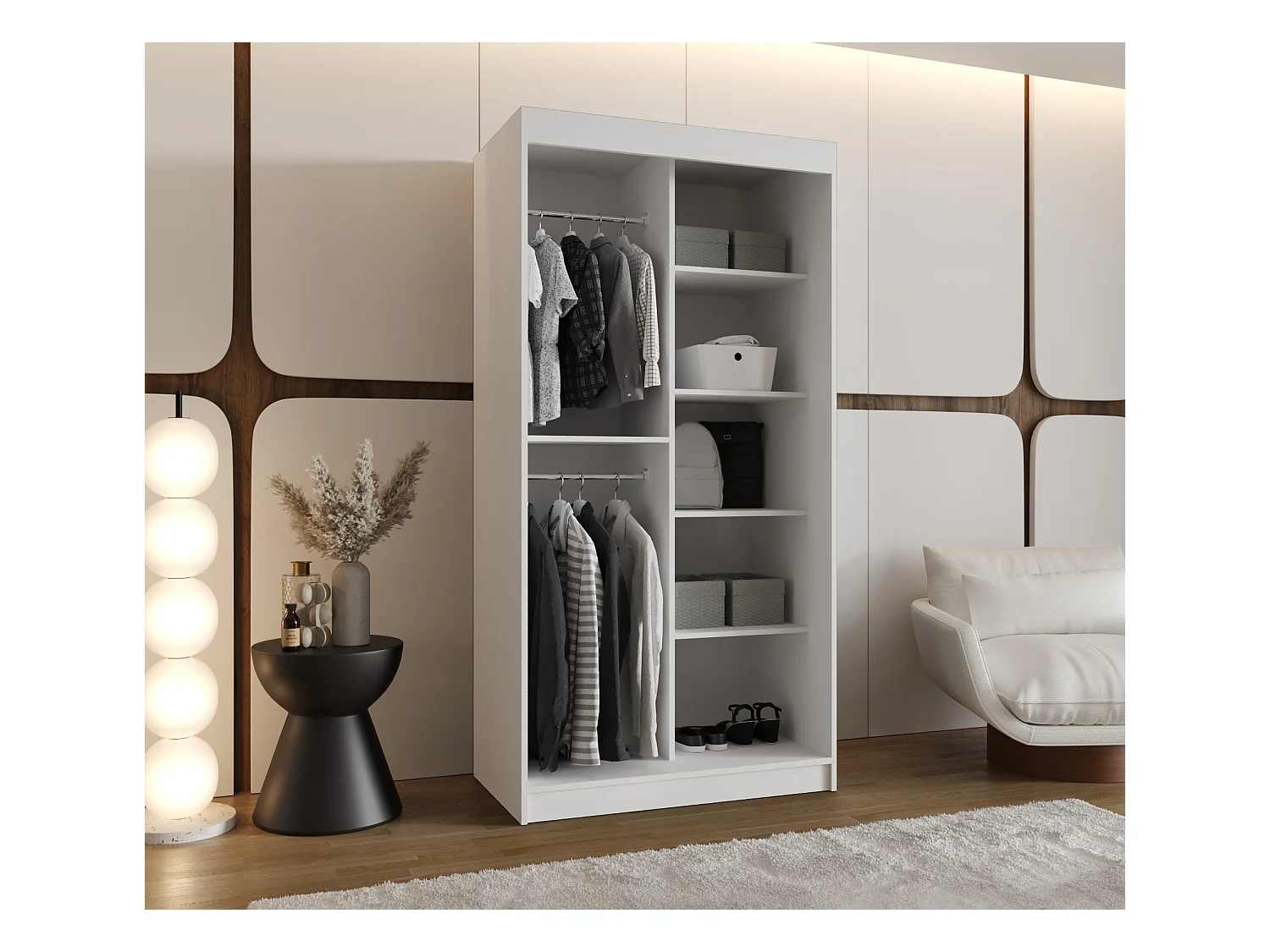 Armoire Milo À Portes Coulissantes 200/100/62 2 portes (Blanc)