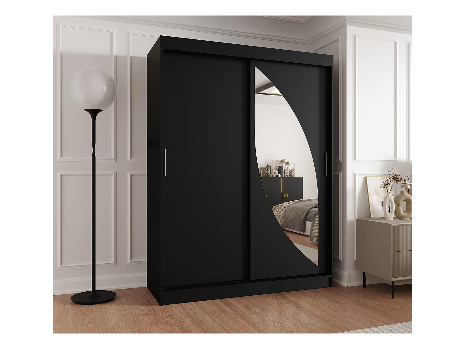 Armoire Milo À Portes Coulissantes 200/150/62 2 portes (Noir)