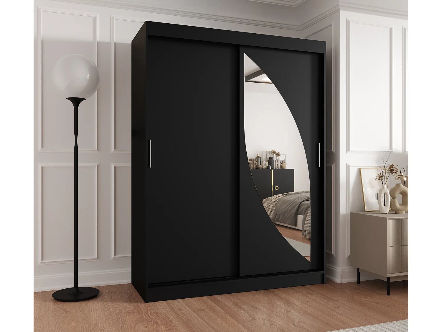 MILO kledingkast met schuifdeuren 200/150/62 2 deuren (zwart)