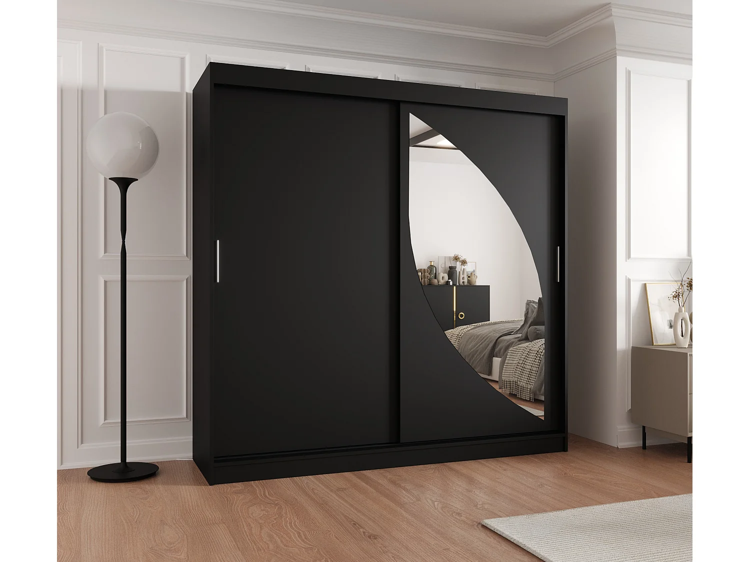 MILO kledingkast met schuifdeuren 200/200/62 2 deuren (zwart)