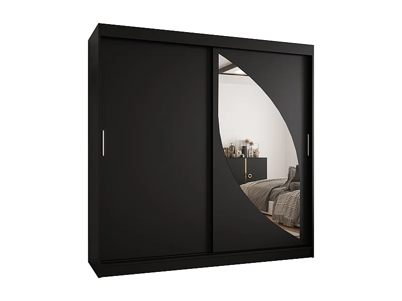 MILO kledingkast met schuifdeuren 200/200/62 2 deuren (zwart)