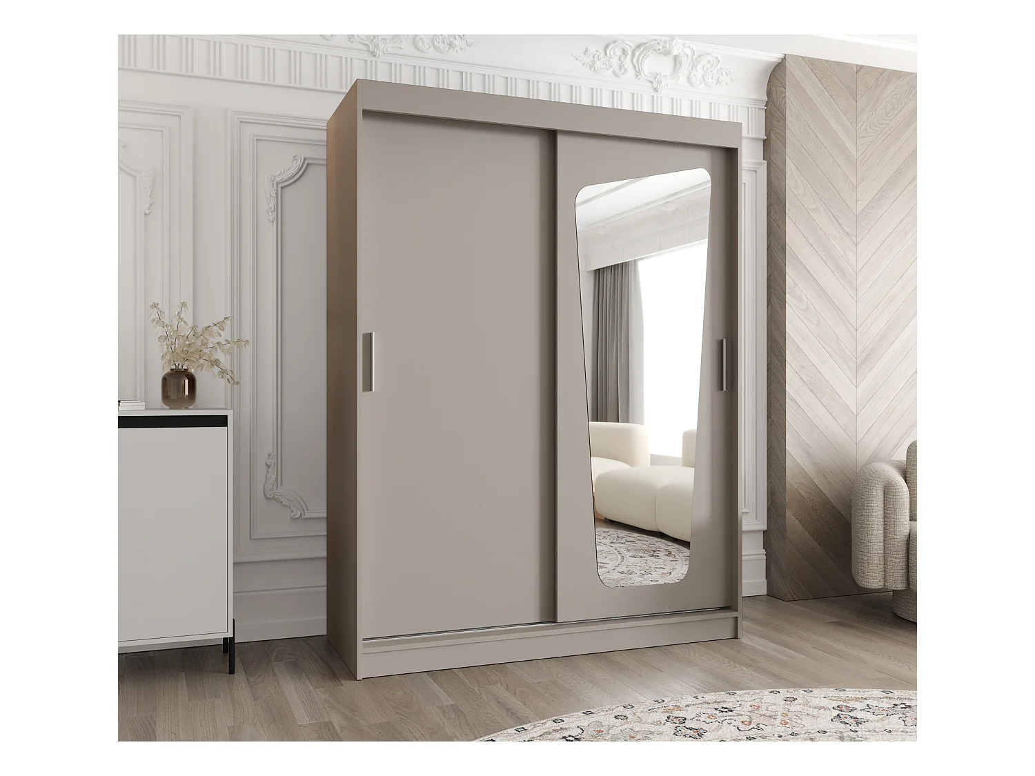 Armoire Moka À Portes Coulissantes 200/150/62 2 portes (Cachemire)