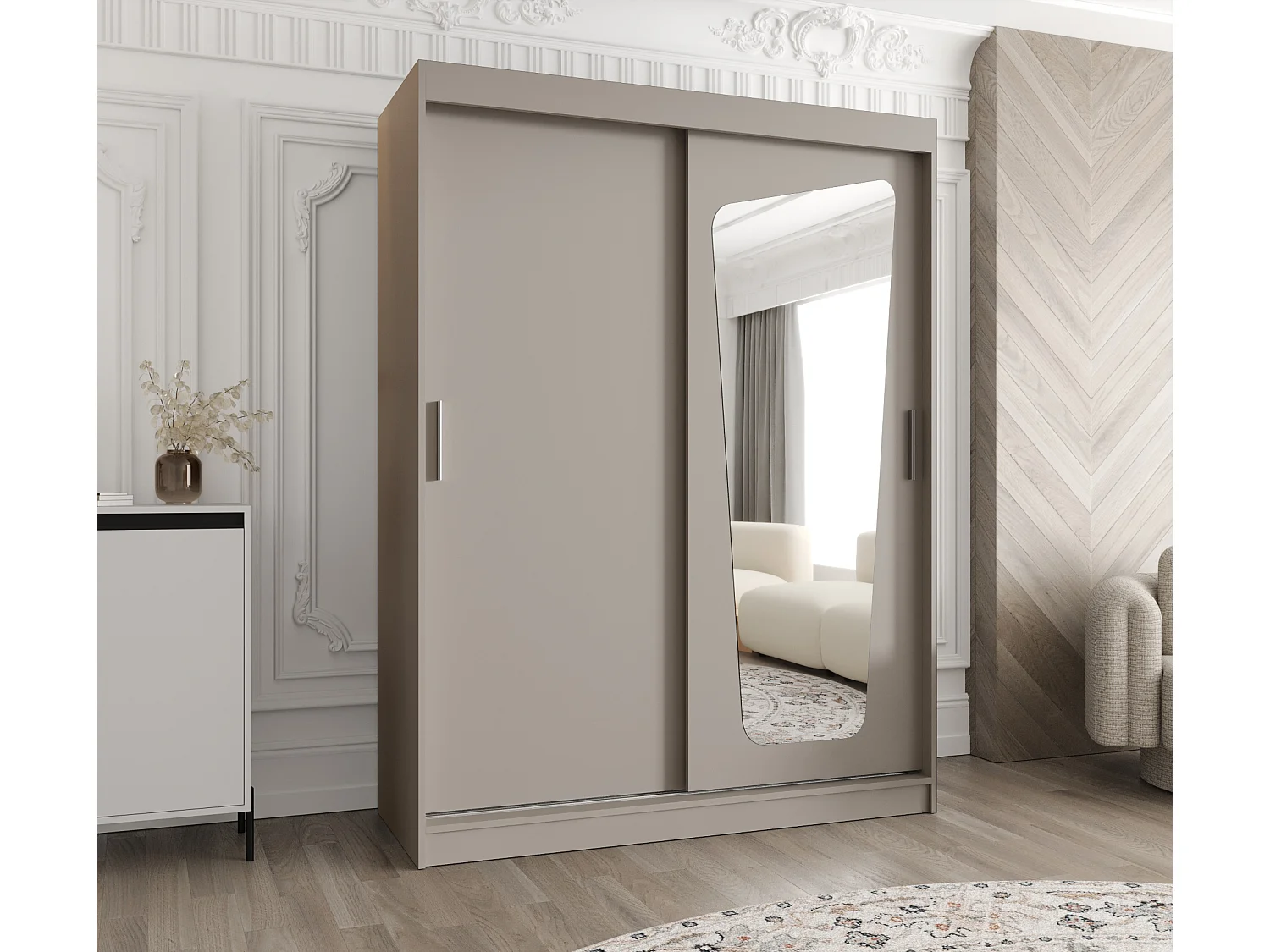 Armoire Moka À Portes Coulissantes 200/150/62 2 portes (Cachemire)