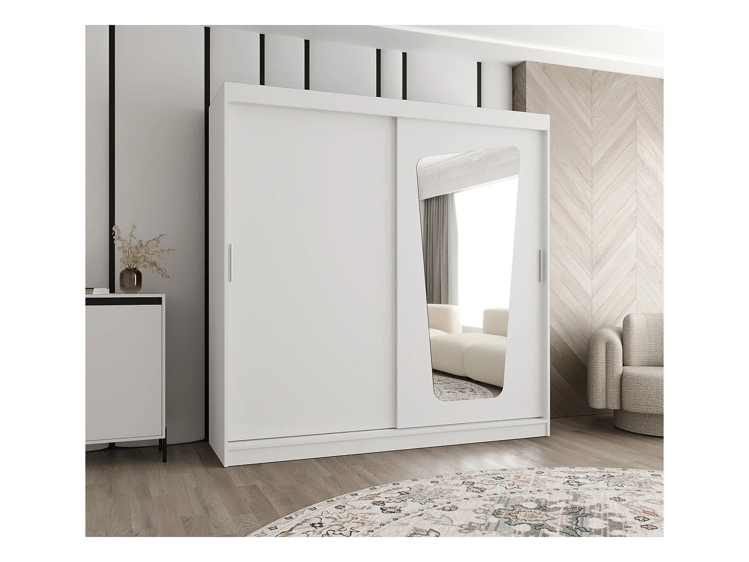 Armoire Moka À Portes Coulissantes 200/200/62 2 portes (Blanc)