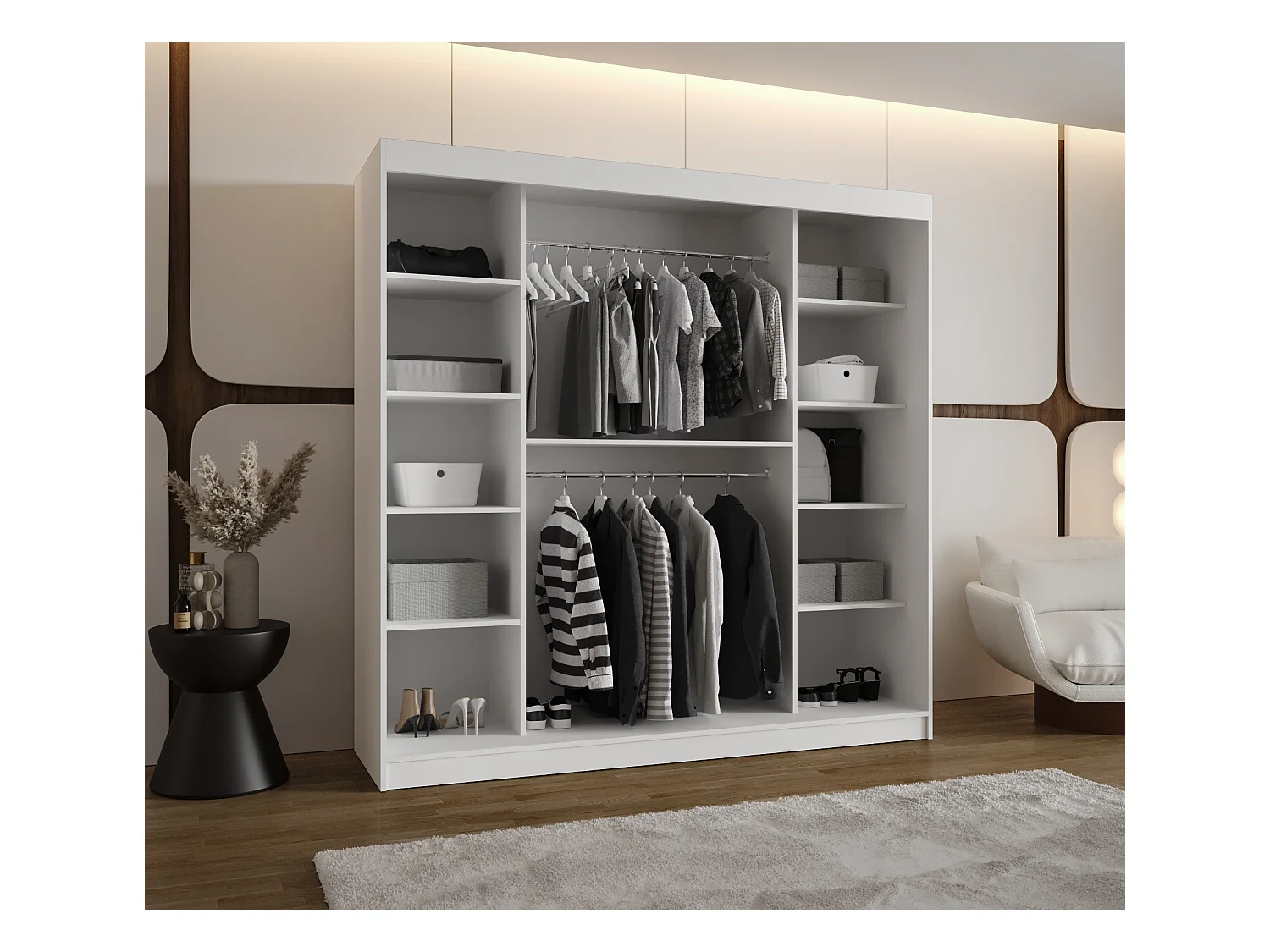 Armoire Moka À Portes Coulissantes 200/200/62 2 portes (Blanc)