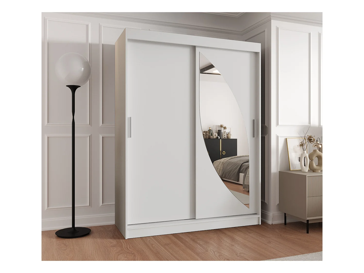 Armoire Milo À Portes Coulissantes 200/150/62 2 portes (Blanc)