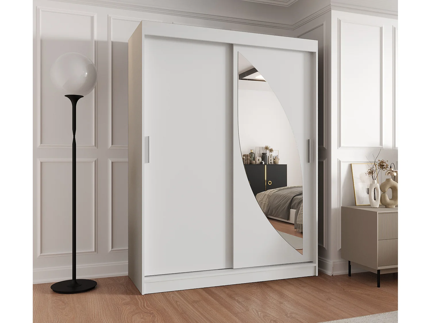 Armoire Milo À Portes Coulissantes 200/150/62 2 portes (Blanc)