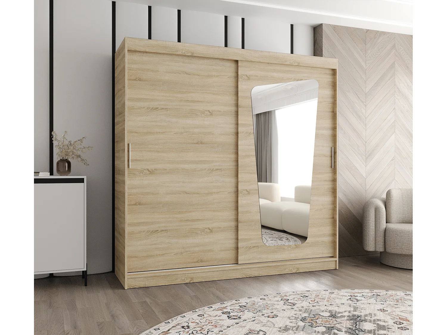 MOKA kledingkast met schuifdeuren 200/200/62 2 deuren (sonoma)