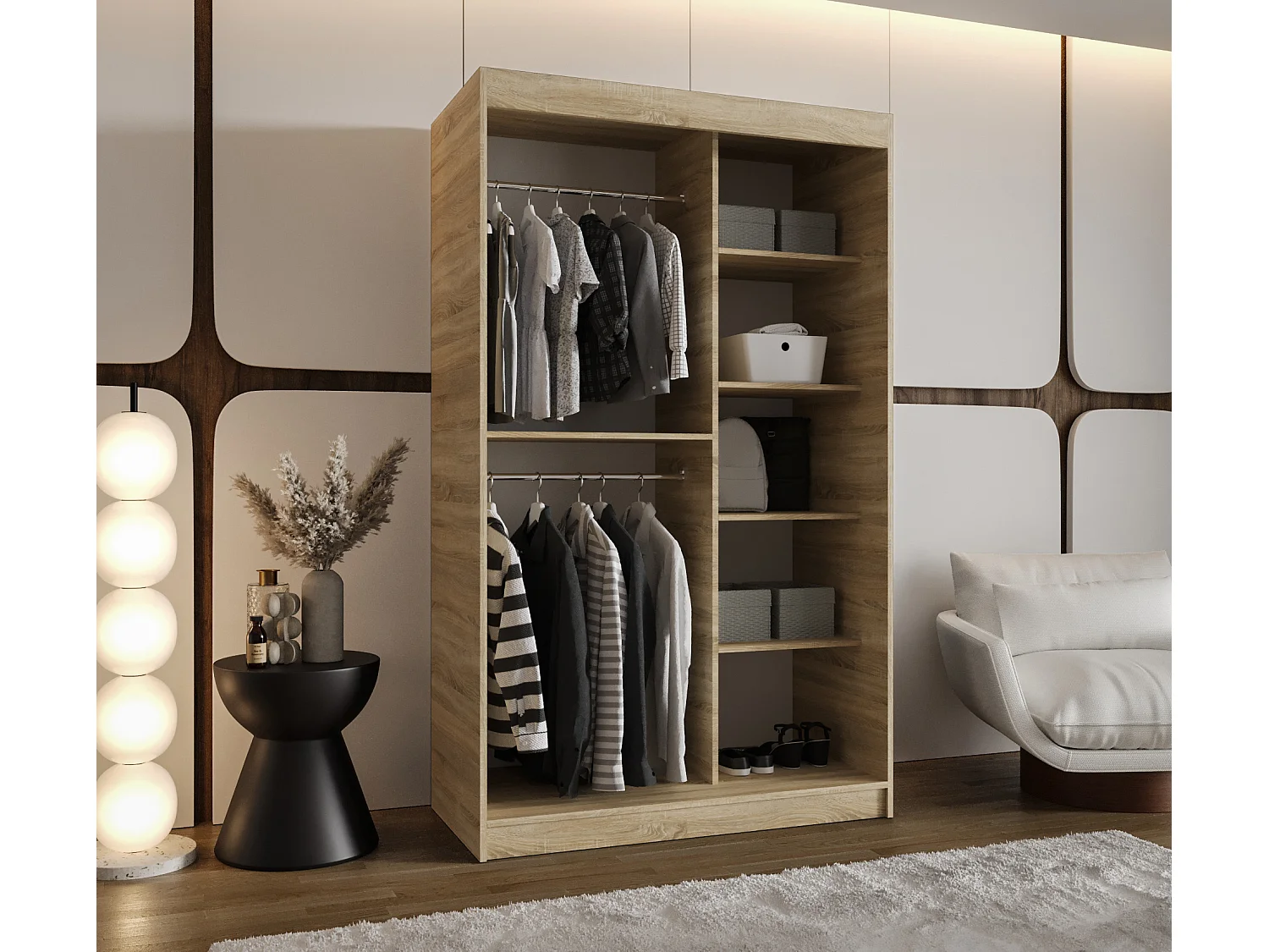 ROSSA kledingkast met schuifdeuren 200/120/62 2 deuren (sonoma)