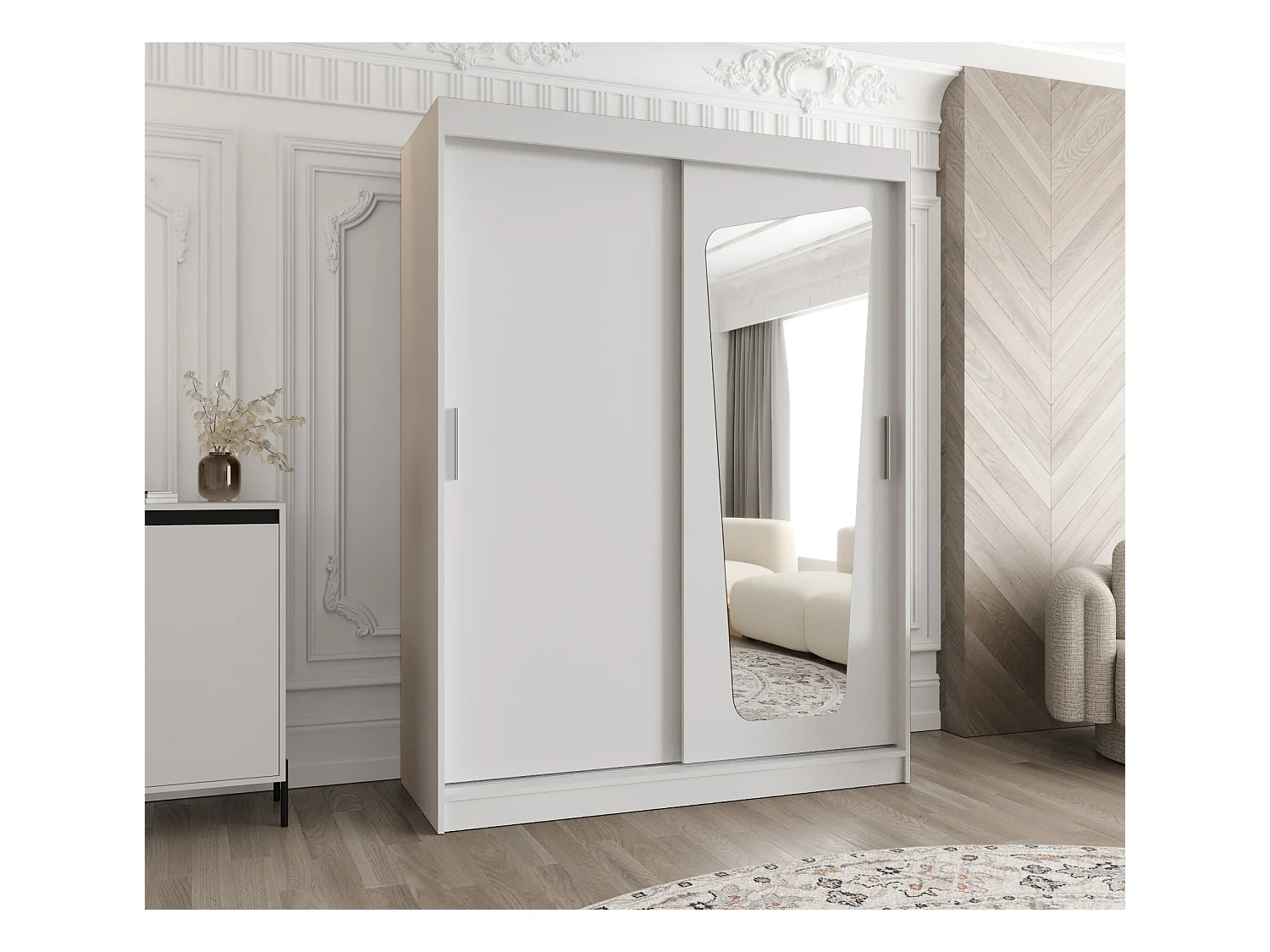 Armoire Moka À Portes Coulissantes 200/150/62 2 portes (Blanc)